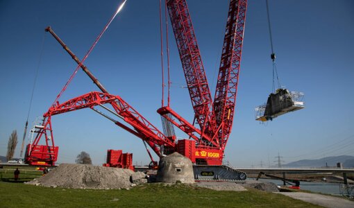 International Rhine-Stream-Control, demolition of bridge, amiko