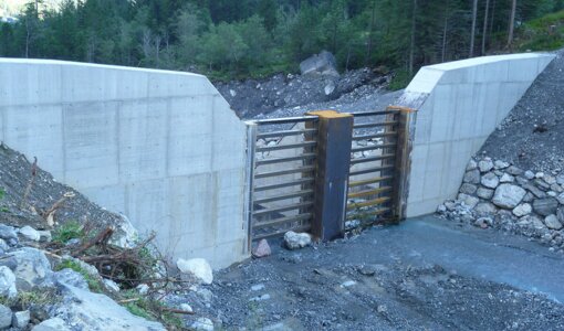 Torrents and avalanche protection control Bludenz, barrier Alvier-river