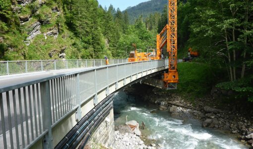 Brückenprüfung auf der B200 im Auftrag des Landes Vorarlberg durch amiko