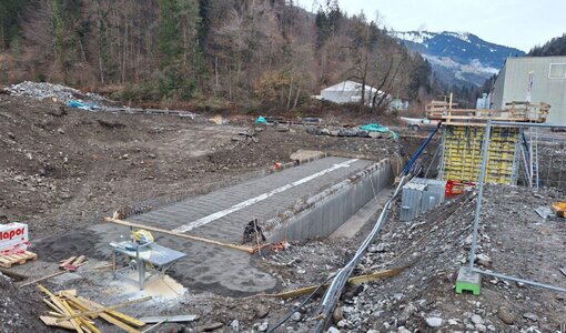 Building site new bridge Schlosstobel river, Thueringen (A)