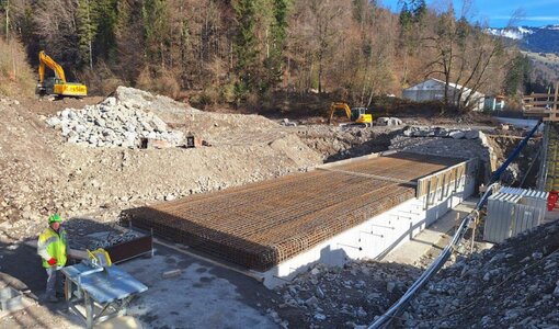New building of bridge Schlosstobel river in Thueringen by Torrents and Avalanche Protection Office