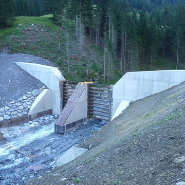 Planning retaining dam Alvierbach, Brand