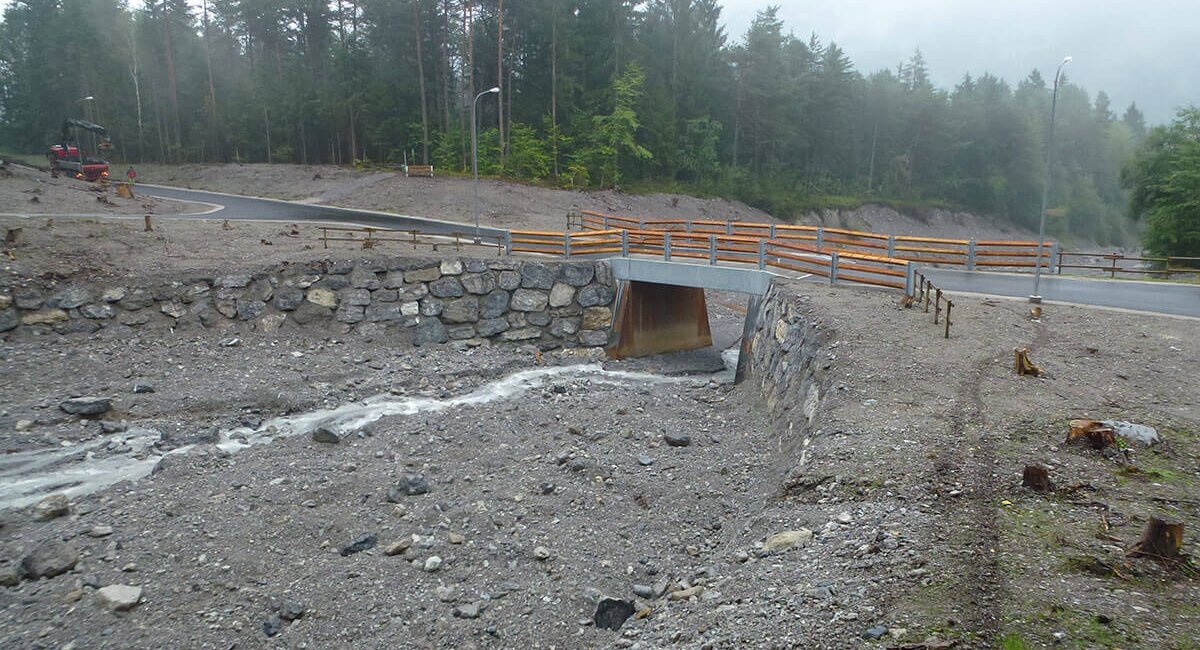 New construction of bridge across Mustergielbach, Vandans